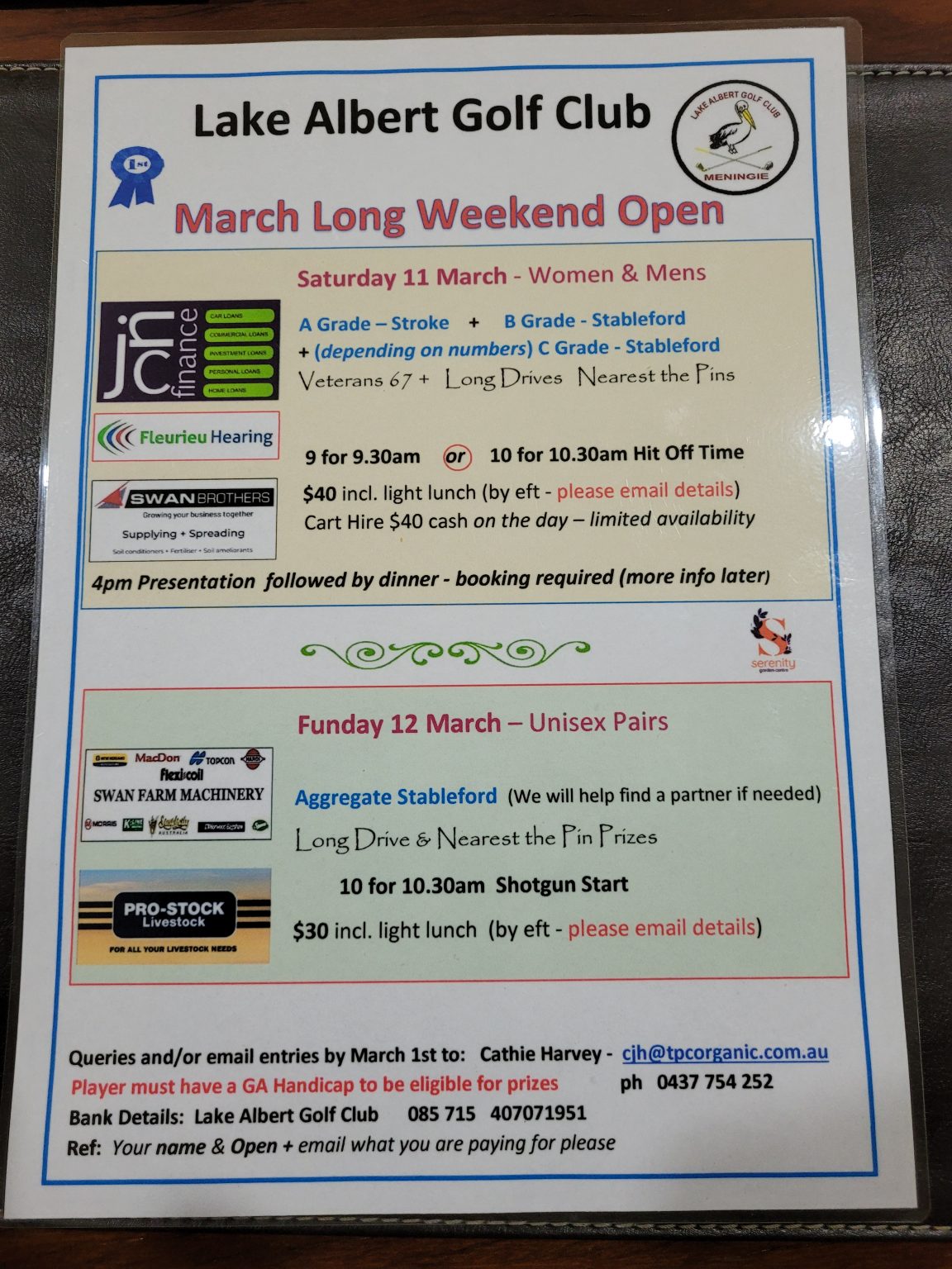 Lake Albert March Long Weekend Open - Swan Reach Golf Club